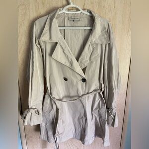 Beautiful Neutral GERARD DAREL Double Breasted Short Trench Coat Bow Cuff 46 14